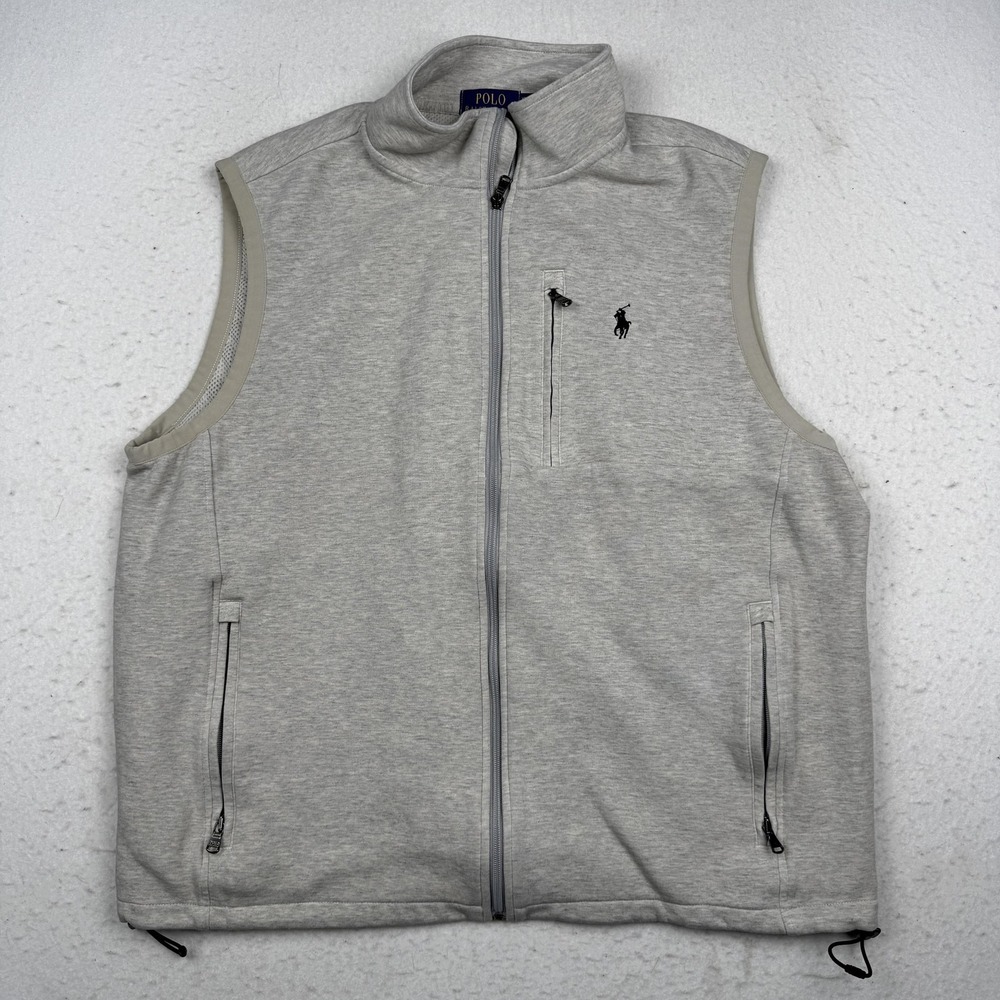 Polo Ralph Lauren Vest Mens XL Gray Jersey Full Zip Lightweight Logo Outdoor